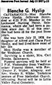 Obituary of Blanche Hyslip Obituary of Blanche Hyslip
